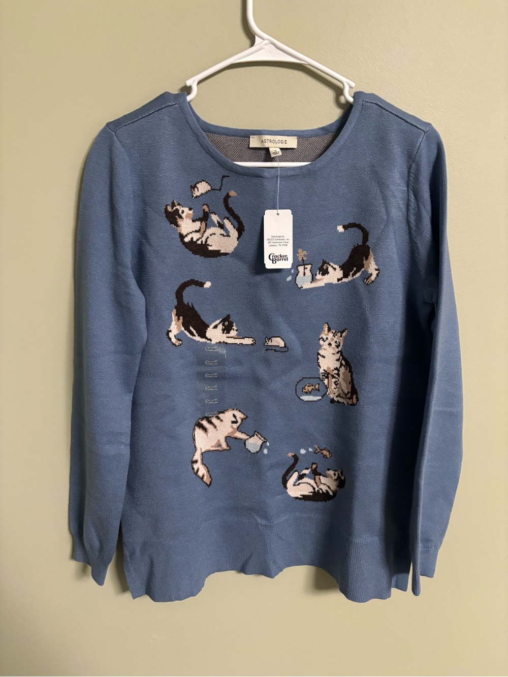 Astrologie Cozy Kitten Cats Blue Womens Pullover Sweater Size Small New